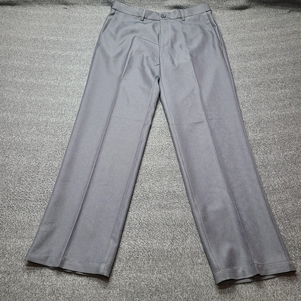Haggar Cool 18 Performance‎ Mens Dress Pants 34x32 Heather Grey Classic Fit NEW